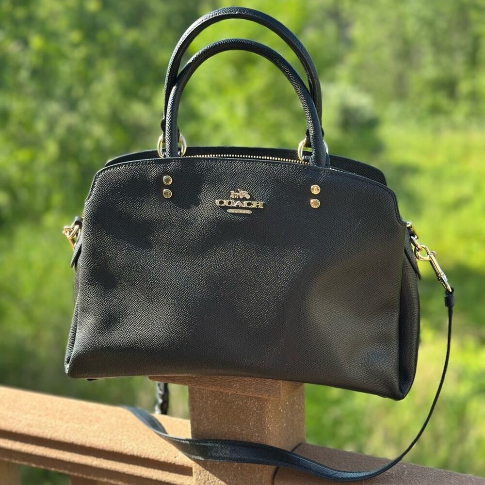 Coach Lillie Black Leather
Magnet/Zip Top Carryall Satchel Crossbody Bag EUC - Picture 2 of 11